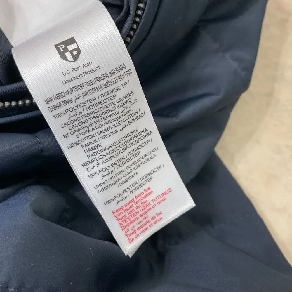 US POLO Assn. Zip up logo hooded Quilted Jacket Size Youth 11/12 blue